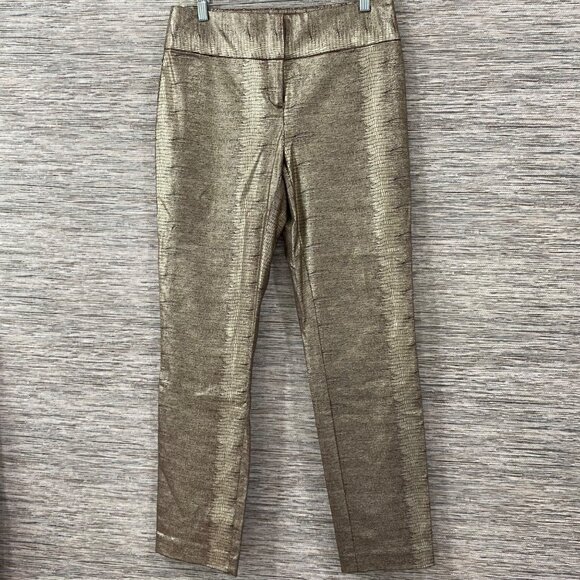 Alfani Gold Metallic Animal Print Pull-On Pants Size 6 Shiny Party Trousers ✨⭐ - Picture 1 of 7